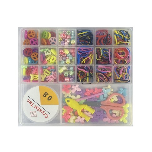 Бісер 3100-102 (96шт) намистини, резинки для плетіння, гачок, ножиці, у пеналі, 19-17-2см