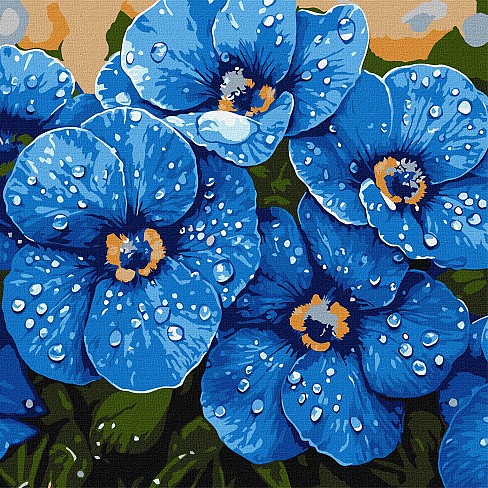 Картина по номерах Фіалки в росі" 40х40см  KHO3316"