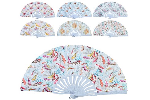 Віяло YG0236 УПАК12шт (420шт) 22,5см, море/морські мешканці, мікс видів, упаковка пакет 12шт