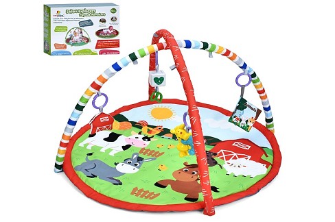 Килимок для немовляти 63634F (6шт) 82см, дуга 2шт, підвіски 4шт (брязкальце, пискавка), в кор-ці, 38