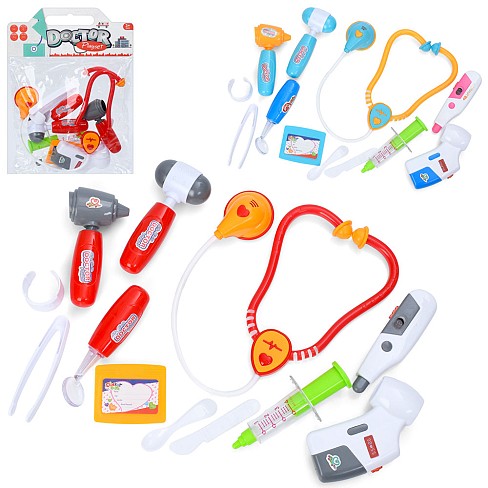 Набір лікаря 5507-08-11 (120шт) стетоскоп, мед.інструменти, 2 кольори, у пакеті, 24-31-6см