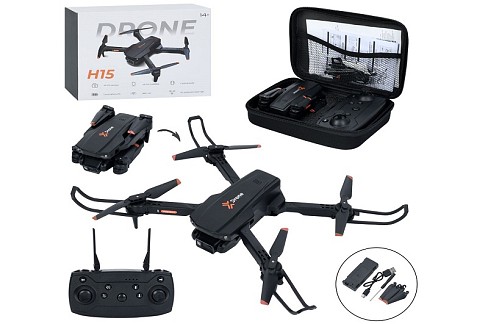 Квадрокоптер H15 (12шт) р/к2,4G, 32см, складний, камера, світло, акум, USBзарядне, чохол, в кор-ці,