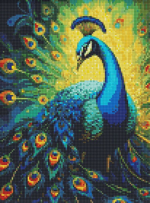 Набір з алмазною мозаїкою без підрамника Витончений павич" з АВ стразами 30х40см  AMC20190"