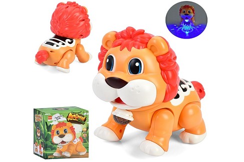Музична іграшка RS-9054C (30шт) лев 17,5см, музика, світло/3Dсвітло, ходить, рухливі голова та очі,