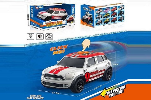 Машина музична E 25-1 (60/2) світло, звук, їздить вперед та назад, гумові колеса, масштаб 1:18, в ко