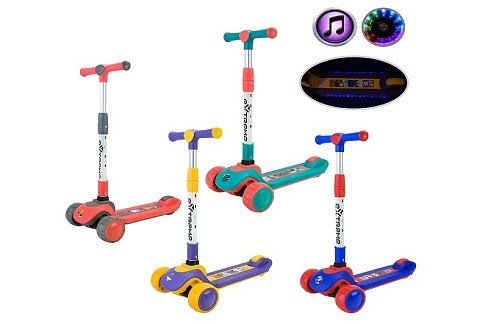 Самокат дитячий 3-х коліс  арт. SC812 (8шт)  4 кольори, 2 колеса, PU світло, заднє пластик,складний