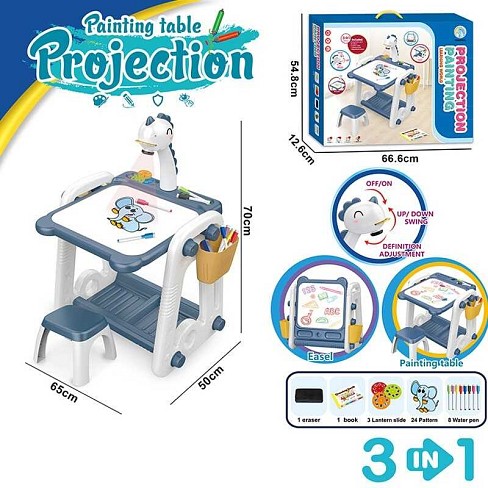 Столик ігровий з проєктором YM 59 (6) підсвічування, звук, маркери, губка, 3 диски, стільчик, дошка