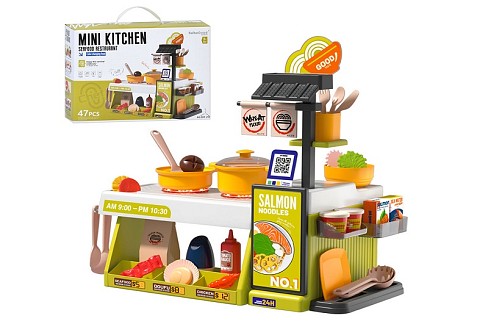 Магазин 889-292 (24шт) морепродукти, прилавок, 39-25,8-в41,5см, плита, звук, світло, посуд, продукти