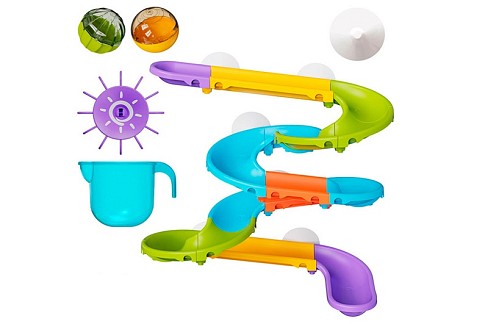 Гра для купання YB1715 (42шт) лабіринт, водоспад, кульки-брязкальце 2шт, ковшик, присоски, 30дет, в