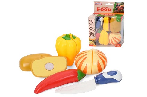 Продукти 623-530 (108шт) на липучці, овочі, ніж, в кор-ці, 11,5-17,5-6см