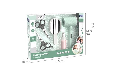 Набір аксесуарів A2009-1 (36шт) набір перукаря, фен-повітря, дзеркало, ножиці, на бат-ці, в кор-ці,