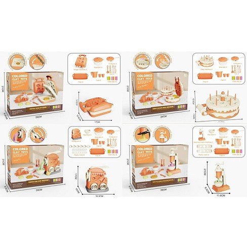 Пластилін MK 5467 (24шт) 6 кольорів(стіках), апарат-прес, посуд, інструменти, 4 види, в кор-ці, 29-2