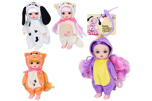 Лялька DH2296B (96шт) 15см, шарнірна, петелька, 4 види, у пакеті, 13-17-3,5см