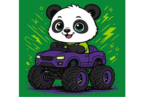 Набір для розпису по номерах для дітей Панда на машині" 25х25см KHO1306"