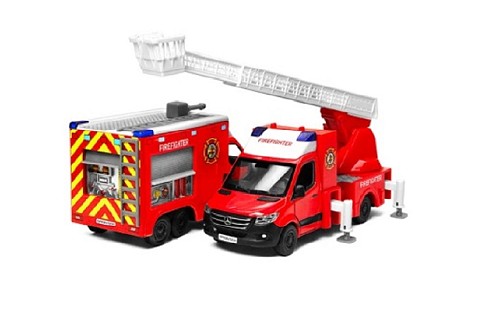 Модель автобус 5 MERSEDES-BENZ Sprinter  KT5478W Пожежна метал.інерц.відкр.дв.2в.кор./96/"