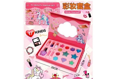 Косметика LD6330B (48шт) єдиноріг, тіні, помада 3шт, пензлики, лак, дзеркало, в кор-ці, 20-13-2,5см