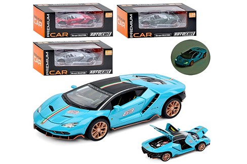 Машина AP-2054 (12шт) АвтоСвіт, 1:24, метал, інерц, 21см, звук, світло, відчиняються двері/капот/баг