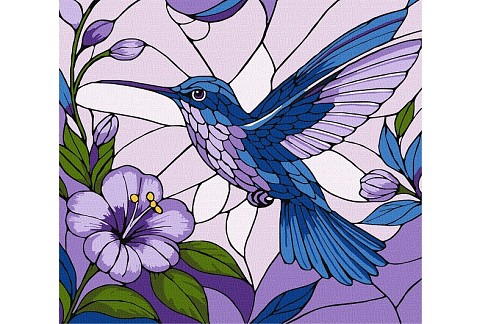 Набір для розпису по номерах Вітраж. Колібрі" 30х30см KHO6790"