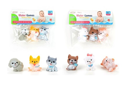 Іграшка для купання TG2616-8-10 (120шт) собака, 7,5см, набір 3шт, 2 види, у пакеті, 23,5-18-5см