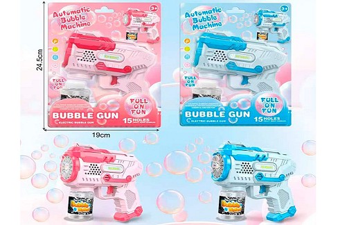 Мильні бульбашки YD-705A (48шт) пістолет, 16см, світло, запаска 7-5см, 2 кольори, на бат-ці, у слюді