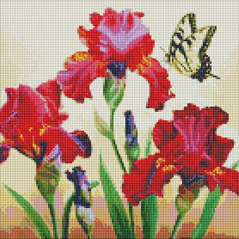 Набір з алмазною мозаїкою Вишукані іриси" з АВ стразами 40х40см  AMO7650"