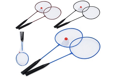 Бадмінтон MS 4935 (50шт) ракетки 2шт (60см, метал), дерев'яна ручка, 1 волан 7см, 3 кольори, в сітці