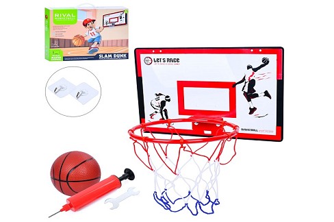 Баскетбольне кільце MR 1143 (12шт) щит пластик 39,5-26см, кільце метал 25см, сітка, м'яч, насос, в к