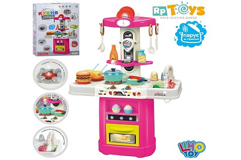 Кухня 16913A (10шт) 44-21-в66см, плита, пара, звук, світло, мийка-ллється вода(механіч), духовка, по