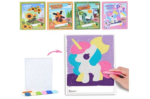 Набір для творчості 621-11-12-16-18 (60шт) картина нитками, 21-28см, нитки (6кольорів), коробка-рамк