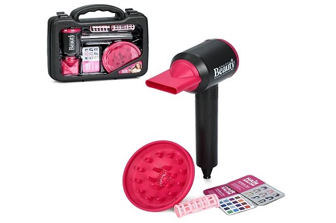 Набір аксесуарів HJ624D (60шт) набір перукаря, фен-повітря,  насадки, бігуді, на бат-ці, в чемодані,