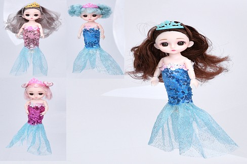 Лялька 00115 (120шт) 14см, русалка, шарнірна, 4 види, у пакеті, 14,5-20-4см