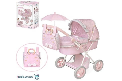 Коляска 85075 (6шт)  для ляльки, класика, ш38-д65-в64см, висота до ручки 60см, корзина, сумка, парас