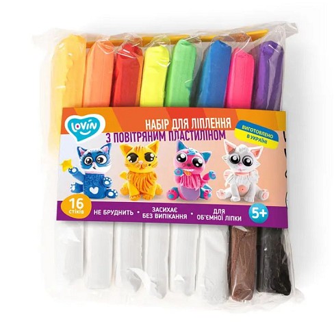 16 стіків ТМ Lovin  Набір для ліплення з повітряним пластиліном  Ок70173
