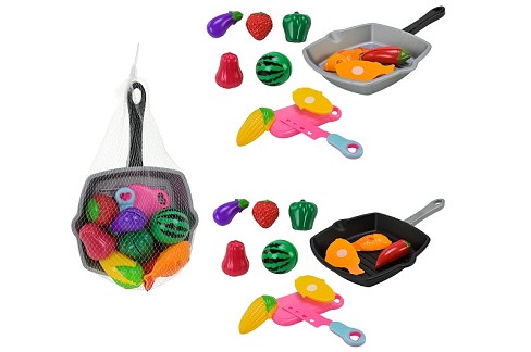 Продукти набір арт. SC-7 (120шт/2)   петельня, овочі на липучці, досточка. ніж 2 види, сітка 31*19см