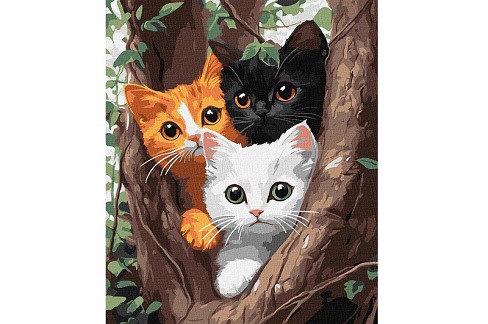 Набір для розпису по номерах Котики на дереві" 30х40см KHO6736"