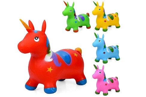 Стрибуни-конячки MS 3391-1 (15шт) єдиноріг, ПВХ, 1300г, 5 кольорів, у пакеті, 28-24-8см