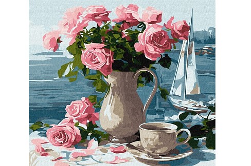 Картина по номерах Ранкові троянди" 40x40см  KHO5741"