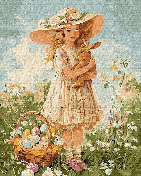Картина по номерах Дівчинка з кроликом" 40х50см  KHO5187"