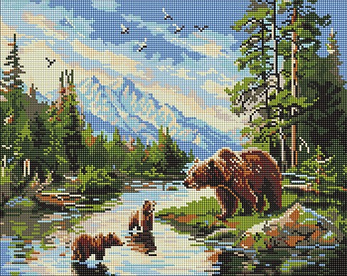 Набір з алмазною мозаїкою Ведмедиця і ведмежата" 40х50см  AMO20089"