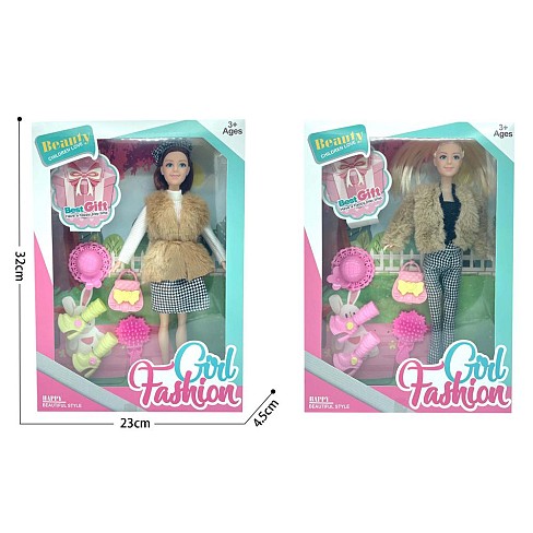 Лялька 2123A (36шт) 30см, сумка, капелюх, взуття, гребінець, 2 види, в кор-ці, 23-32-4,5см