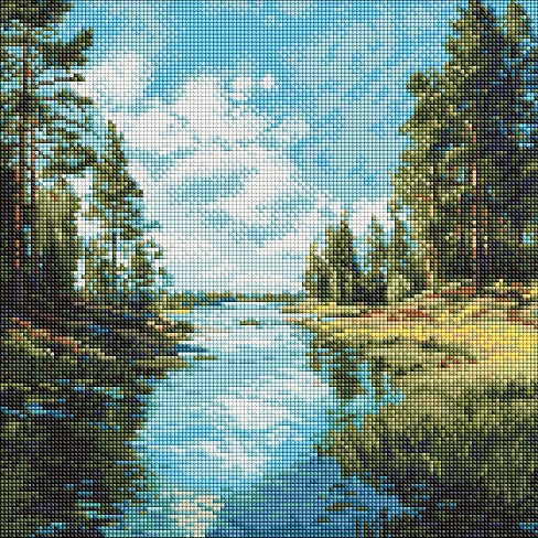 Набір з алмазною мозаїкою Струмок в лісі" 40х40см  AMO8336"