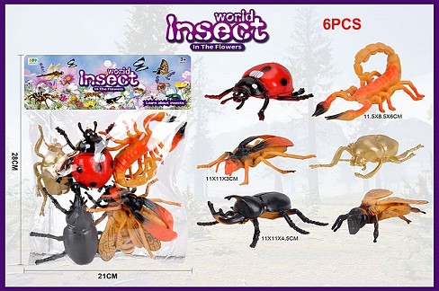 Тварина арт. 559-478A (120шт/2)  жуки, 6шт. у пакеті 28*21 см.