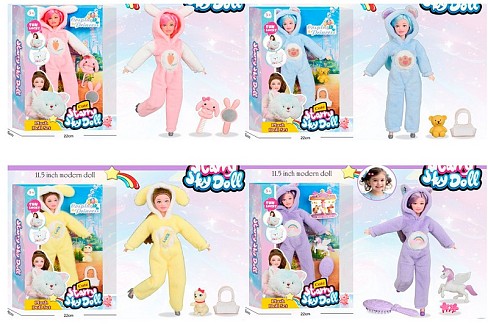 Лялька SK162-62A-B-C (48шт) 30см, шарнірна, кігурумі, аксесуари, 4 види (3 види з фігуркою тварини),