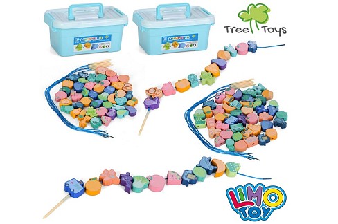 Дерев'яна іграшка Шнурiвка MD 0145 (24шт) овочі, фрукти, назви англ., шнурок 5шт, 2 види (тварини, т