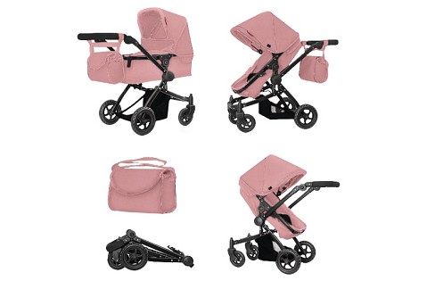 Коляска для ляльки 2в1 CARRELLO MAESTRO 9651B POWDER PINK з сумкою метал.кор.45*14,5*38 /1/
