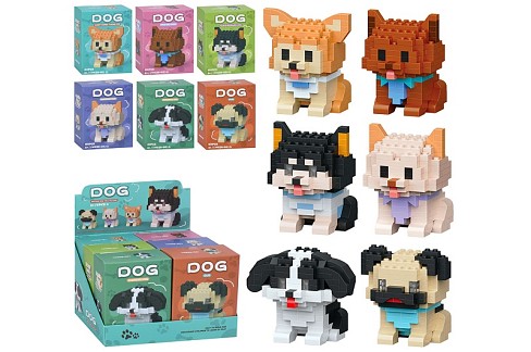Конструктор W1528 (288шт) собака, від 155дет, в кор-ці, 6шт(6видів) в дисплеї, 16,5-12-13см УПАК6шт