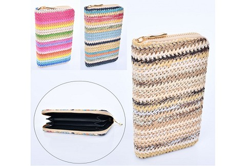 Гаманець N917 (84шт) плетений, застібка-блискавка, 3 види, у пакеті, 19-11-3см