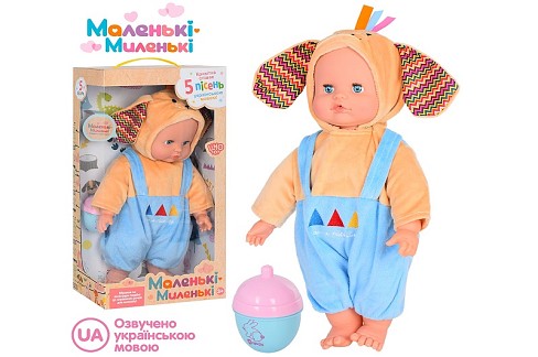 Пупс M 4717 I UA (12шт) 38см, м'яконабивний, пляшечка-брязкальце, муз.(укр.) 5 пісень, бат.(таб.),ко