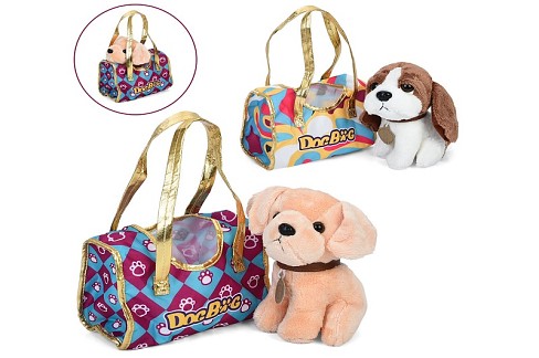 Тварина 7622-113A-14A (42шт) собака, 18см, плюш, сумка (20-12-10см), 2 види, у пакеті, 20-23-9см