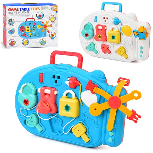 Центр розвиваючий N52201 (24шт) бізіборд, 31-22см, музика,звук, світло, ключі, рухливі деталі, 2 кол